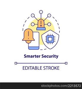 Smarter security concept icon. Smart technology for seniors abstract idea thin line illustration. Enhancing home safety. Isolated outline drawing. Editable stroke. Arial, Myriad Pro-Bold fonts used. Smarter security concept icon