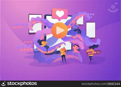 Smartphone addiction, digital disorder, mobile device addiction concept. Vector isolated concept creative illustration.. Smartphone addiction concept vector illustration.