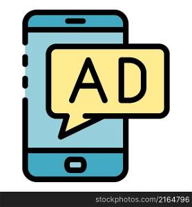 Smartphone adwork icon. Outline smartphone adwork vector icon color flat isolated. Smartphone adwork icon color outline vector
