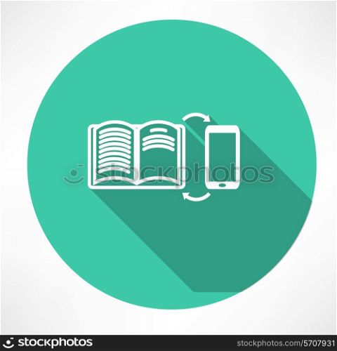 smartphone and book exchange icon. Flat modern style vector illustration