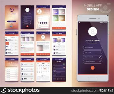 Smartphone Application Templates. Smartphone application design templates set flat isolated vector illustration