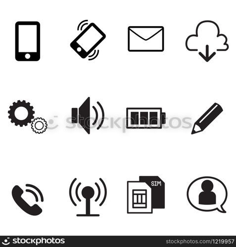 smartphone basic app icons set