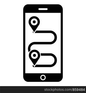 Smartphone bike route icon. Simple illustration of smartphone bike route vector icon for web design isolated on white background. Smartphone bike route icon, simple style