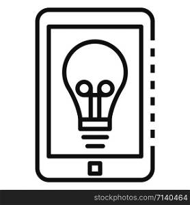 Smartphone bulb icon. Outline smartphone bulb vector icon for web design isolated on white background. Smartphone bulb icon, outline style
