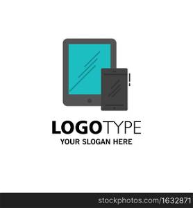 Smartphone, Business, Mobile, Tablet, Phone Business Logo Template. Flat Color