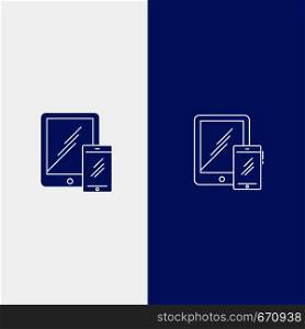 Smartphone, Business, Mobile, Tablet, Phone Line and Glyph Solid icon Blue banner Line and Glyph Solid icon Blue banner