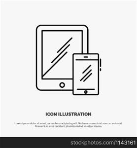 Smartphone, Business, Mobile, Tablet, Phone Line Icon Vector