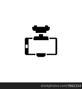 Smartphone Car Holder. Flat Vector Icon. Simple black symbol on white background. Smartphone Car Holder Flat Vector Icon