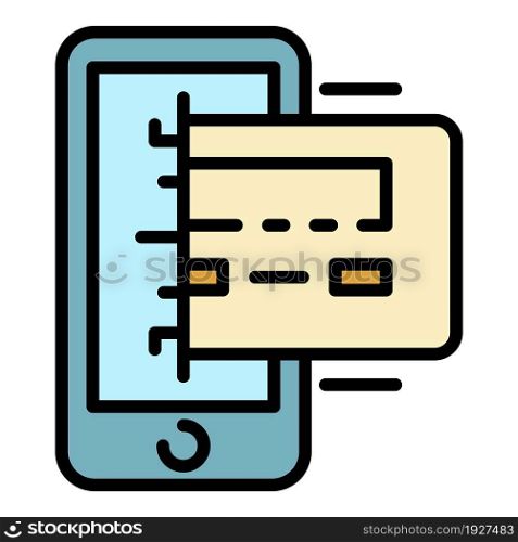 Smartphone card payment icon. Outline smartphone card payment vector icon color flat isolated. Smartphone card payment icon color outline vector