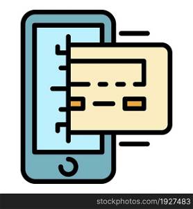 Smartphone card payment icon. Outline smartphone card payment vector icon color flat isolated. Smartphone card payment icon color outline vector