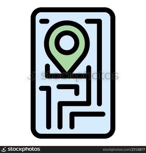 Smartphone carsharing location icon. Outline smartphone carsharing location vector icon color flat isolated. Smartphone carsharing location icon color outline vector