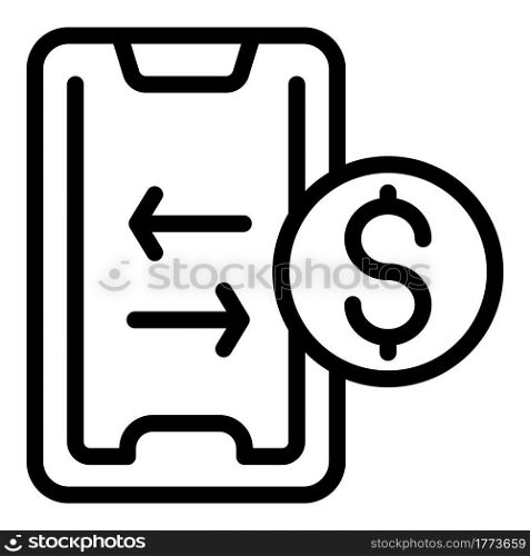 Smartphone cash icon. Outline Smartphone cash vector icon for web design isolated on white background. Smartphone cash icon, outline style