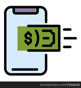 Smartphone cash transfer icon. Outline smartphone cash transfer vector icon color flat isolated. Smartphone cash transfer icon color outline vector