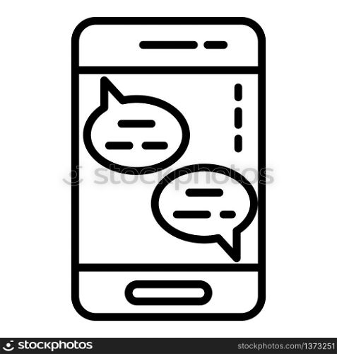 Smartphone chat icon. Outline smartphone chat vector icon for web design isolated on white background. Smartphone chat icon, outline style