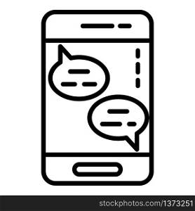 Smartphone chat icon. Outline smartphone chat vector icon for web design isolated on white background. Smartphone chat icon, outline style