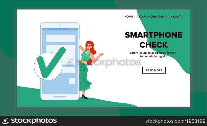 Smartphone Check List App For Planning Vector. Young Woman Using Smartphone Checklist Application For Control Task Achievement. Character Mobile Phone User Web Flat Cartoon Illustration. Smartphone Check List App For Planning Vector