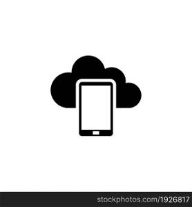 Smartphone Cloud Computing, Data Backup. Flat Vector Icon illustration. Simple black symbol on white background. Smartphone Cloud Computing, Data Backup sign design template for web mobile UI element. Smartphone Cloud Computing, Data Backup Flat Vector Icon