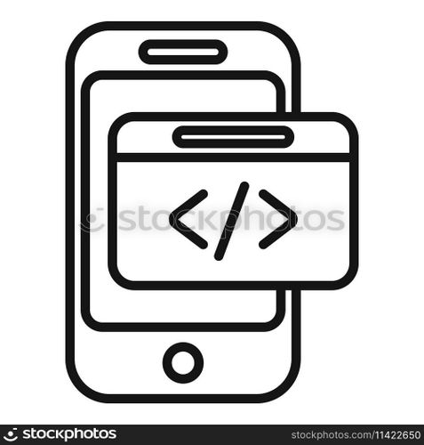 Smartphone code developer icon outline vector. Build team coder. Html service. Smartphone code developer icon outline vector. Build team coder