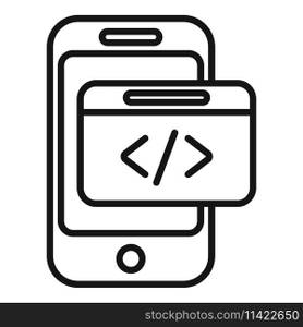 Smartphone code developer icon outline vector. Build team coder. Html service. Smartphone code developer icon outline vector. Build team coder