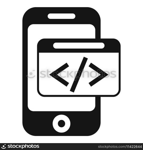 Smartphone code developer icon simple vector. Build team coder. Html service. Smartphone code developer icon simple vector. Build team coder