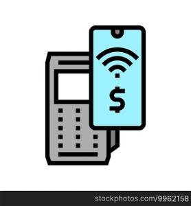 smartphone contactless payment pos terminal color icon vector. smartphone contactless payment pos terminal sign. isolated symbol illustration. smartphone contactless payment pos terminal color icon vector illustration