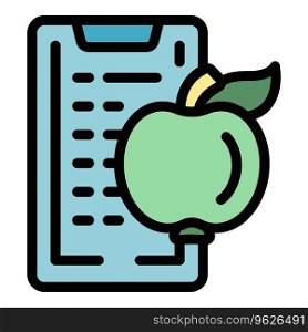 Smartphone diet app icon outline vector. Application care. Info device color flat. Smartphone diet app icon vector flat