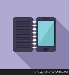 Smartphone education icon flat vector. Online people. Video internet. Smartphone education icon flat vector. Online people