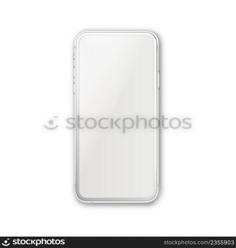 Smartphone Electronic Technology Device Vector. Smartphone Digital Gadget Blank Screen With Touchpad System For Calling And Communicate. Connection Equipment Mock-up Realistic 3d Illustration. Smartphone Electronic Technology Device Vector