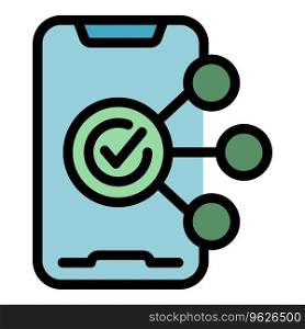 Smartphone fit app icon outline vector. Care info. Wrist device color flat. Smartphone fit app icon vector flat