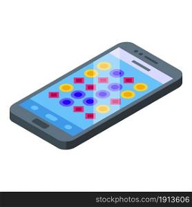 Smartphone game test icon isometric vector. Mobile phone. Game software. Smartphone game test icon isometric vector. Mobile phone