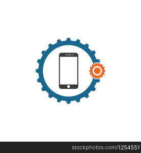 smartphone gear logo icon vector illustration design template