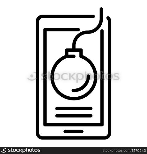 Smartphone hacker icon. Outline smartphone hacker vector icon for web design isolated on white background. Smartphone hacker icon, outline style