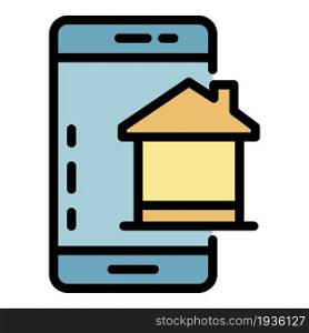 Smartphone home control icon. Outline smartphone home control vector icon color flat isolated. Smartphone home control icon color outline vector
