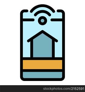 Smartphone home control icon. Outline smartphone home control vector icon color flat isolated. Smartphone home control icon color outline vector