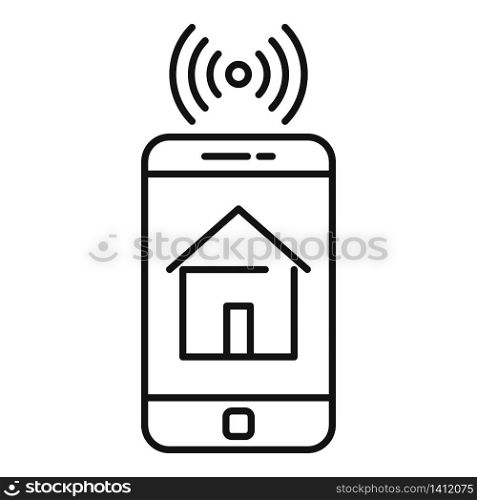 Smartphone house control icon. Outline smartphone house control vector icon for web design isolated on white background. Smartphone house control icon, outline style