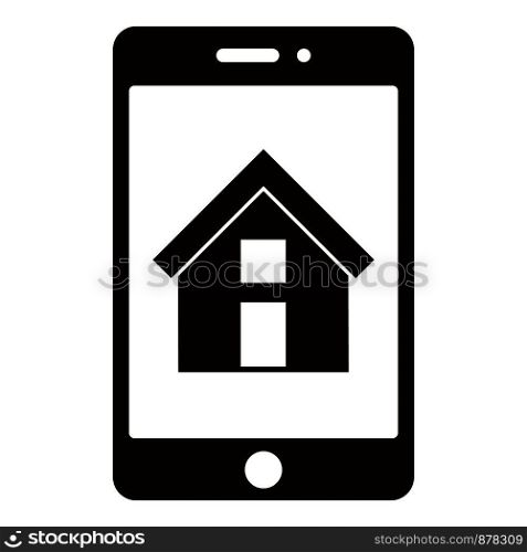 Smartphone house icon. Simple illustration of smartphone house vector icon for web design isolated on white background. Smartphone house icon, simple style