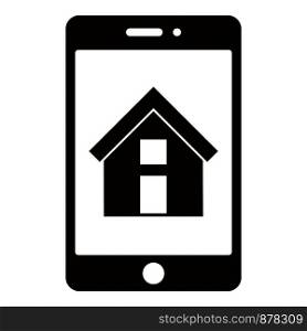 Smartphone house icon. Simple illustration of smartphone house vector icon for web design isolated on white background. Smartphone house icon, simple style