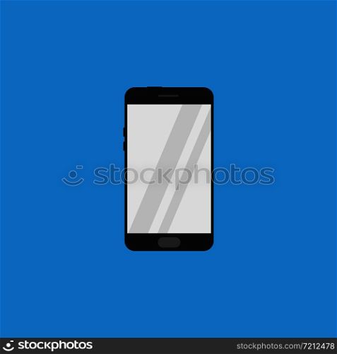 Smartphone icon flat style on blue background
