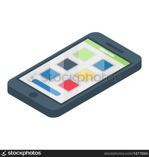 Smartphone icon. Isometric of smartphone vector icon for web design isolated on white background. Smartphone icon, isometric style