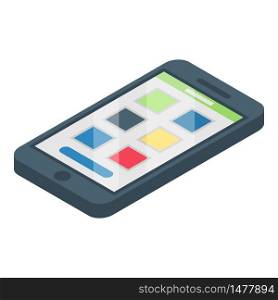 Smartphone icon. Isometric of smartphone vector icon for web design isolated on white background. Smartphone icon, isometric style