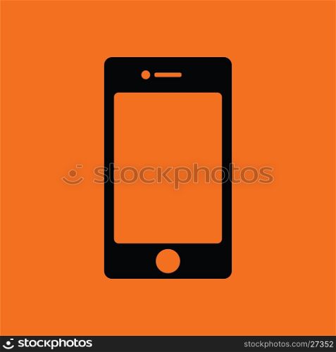 Smartphone icon. Orange background with black. Vector illustration.