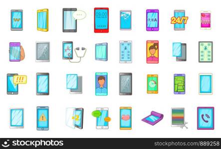 Smartphone icon set. Cartoon set of smartphone vector icons for your web design isolated on white background. Smartphone icon set, cartoon style