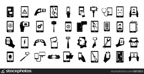 Smartphone icon set. Simple set of smartphone vector icons for web design isolated on white background. Smartphone icon set, simple style