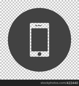 Smartphone icon. Subtract stencil design on tranparency grid. Vector illustration.