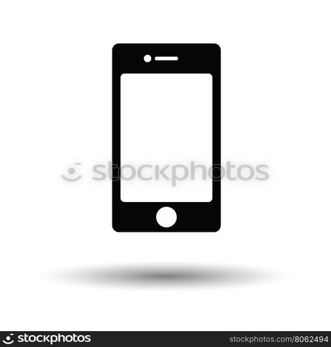 Smartphone icon. White background with shadow design. Vector illustration.