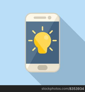 Smartphone idea icon flat vector. Creative bulb. Startup team. Smartphone idea icon flat vector. Creative bulb