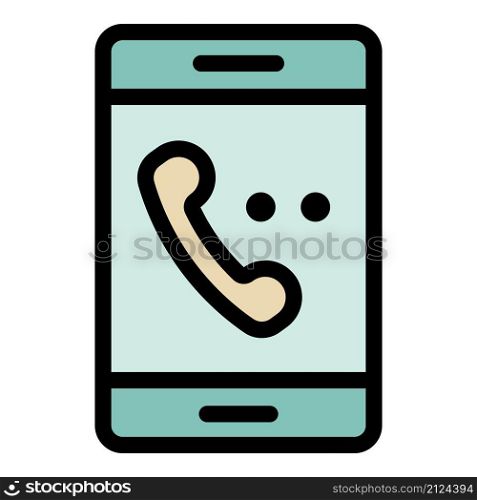 Smartphone in dialing mode icon. Outline smartphone in dialing mode vector icon color flat isolated. Smartphone in dialing mode icon color outline vector