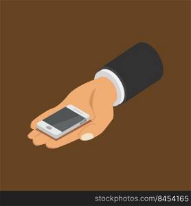 Smartphone in isometric hand