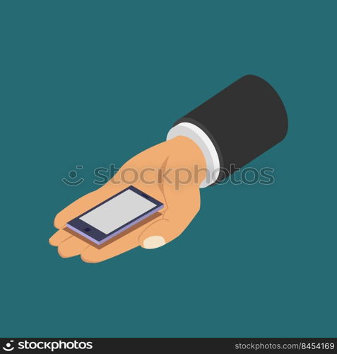 Smartphone in isometric hand