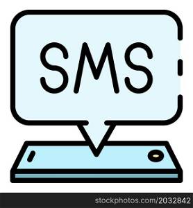 Smartphone incoming message icon. Outline smartphone incoming message vector icon color flat isolated. Smartphone incoming message icon color outline vector
